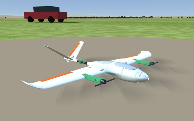 Ala fija bimotor, modelo 3D del simulador