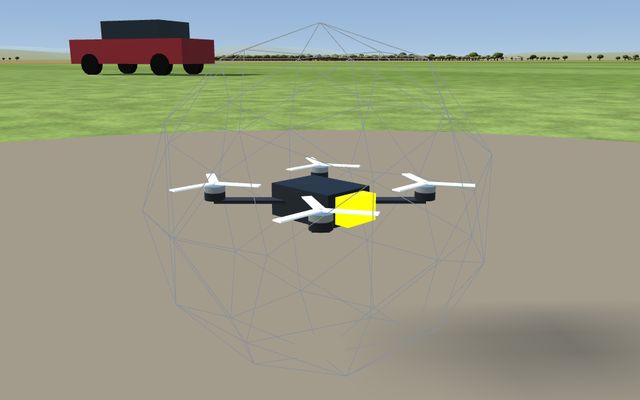 Dron con jaula, modelo 3D del simulador