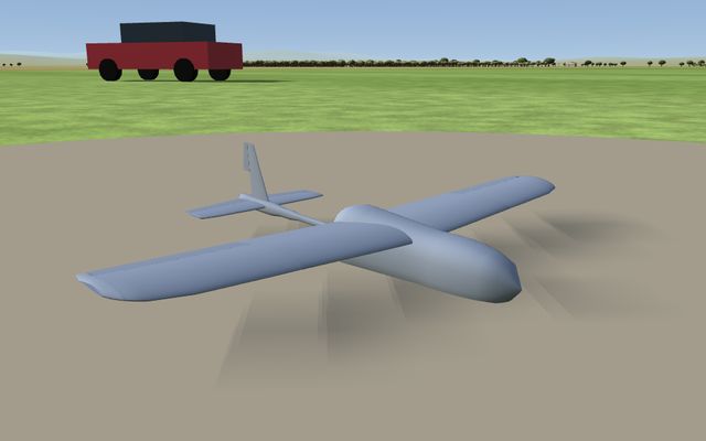 Larguero de cola con empujador, modelo 3D del simulador