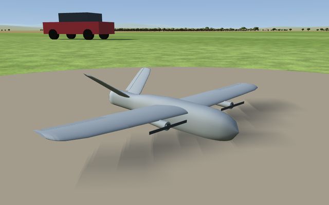 Bimotor tractor con cola en V, modelo 3D del simulador