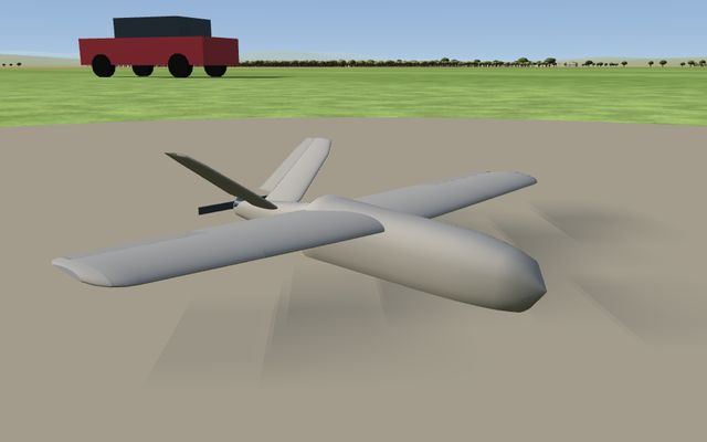 Cola en V compacto, modelo 3D del simulador
