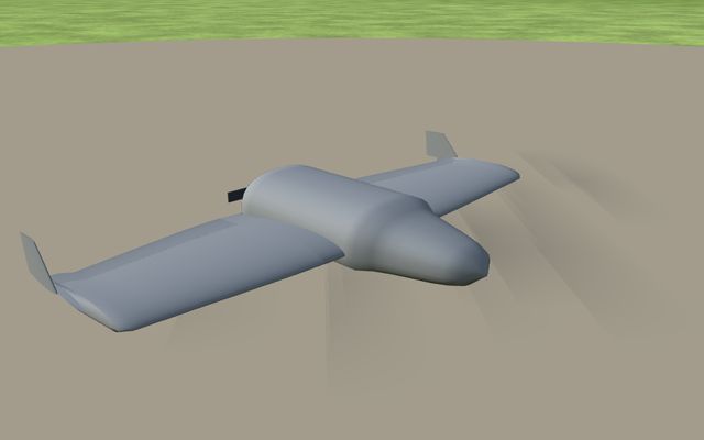 Ala volante recta pequeña, modelo 3D del simulador