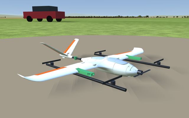 QuadPlane 4+1, modelo 3D del simulador