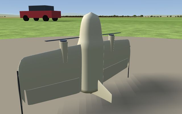 Tailsitter de ala volante, modelo 3D del simulador