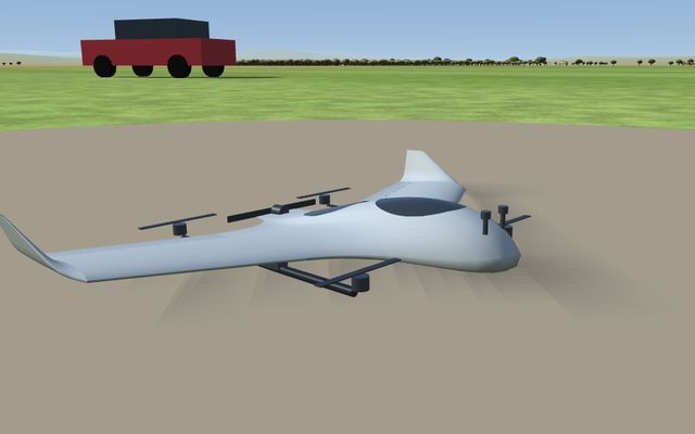 Ala volante VTOL 4+1, modelo 3D del simulador