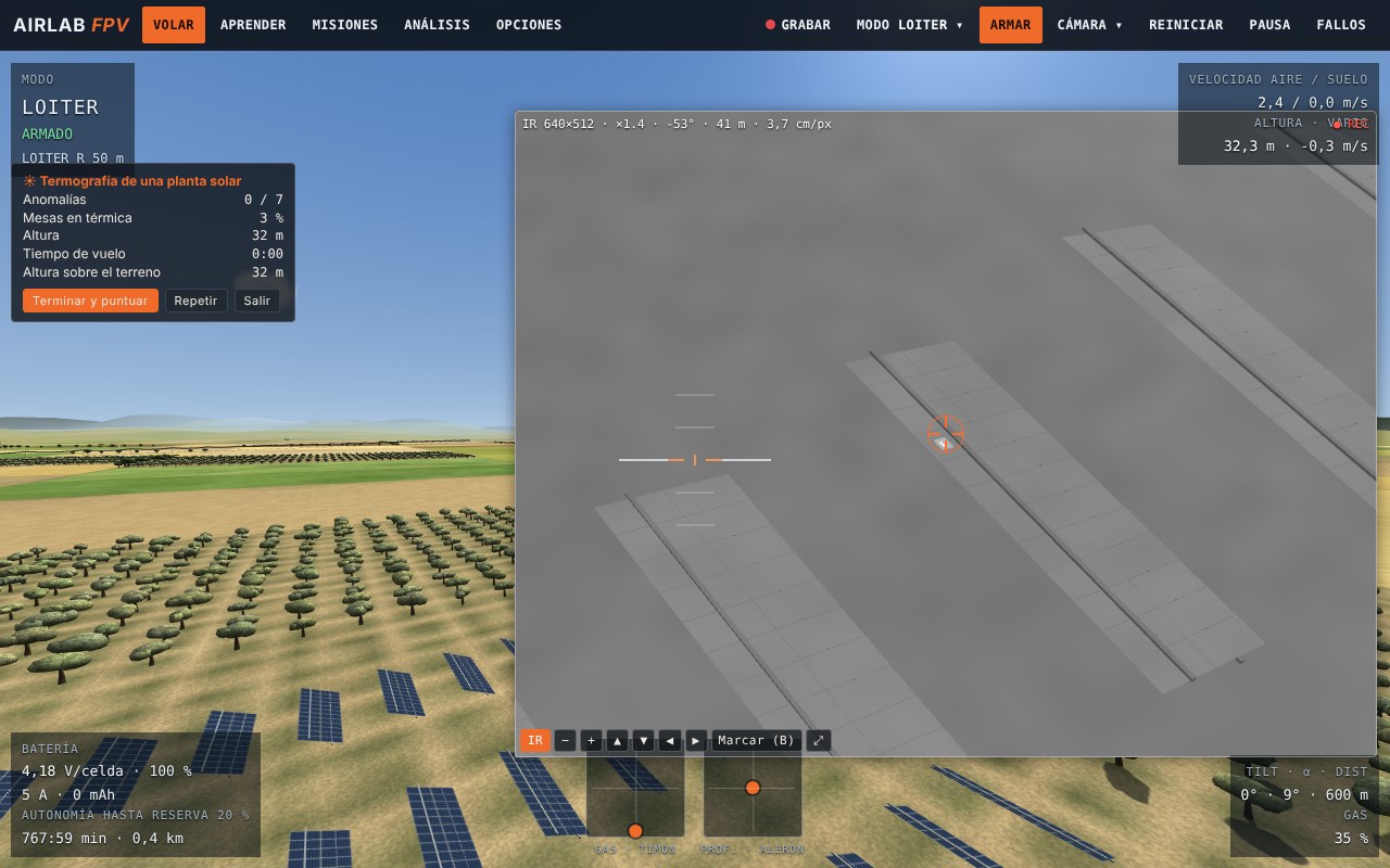 Planta solar en la cámara térmica con un string desconectado